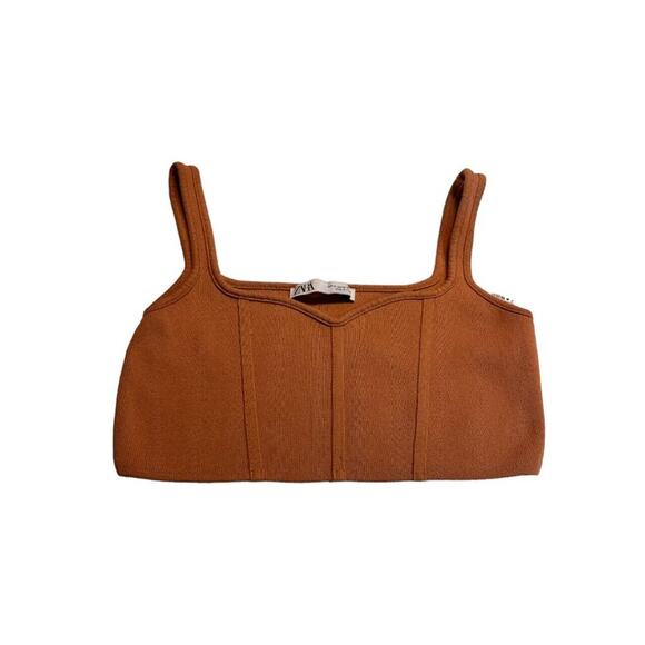 Zara Mauve Knit Cropped Tank Sz M - Picture 1 of 7